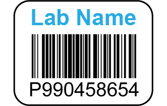 Slide label with barcode and colored text