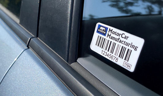 Automotive and OEM UV resistant label on car window