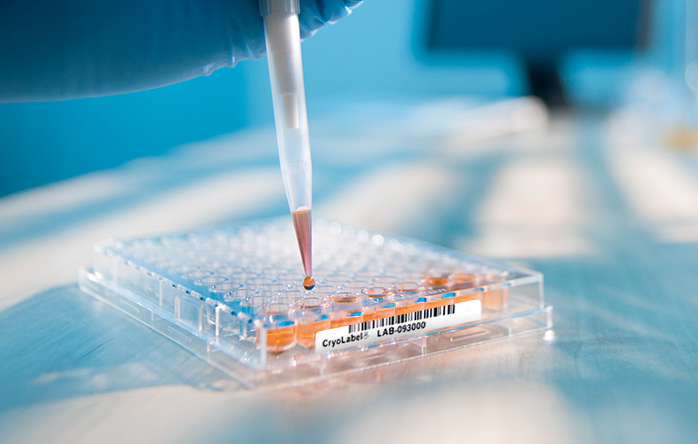 barcode labeled microplate microtiter assay in a laboratory