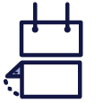 Icon of a hanging and bent placard