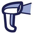 White and blue barcode scanner being used icon