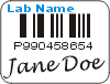 Laboratory Slide label with text, barcode, and handwritten text