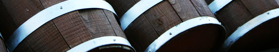 Wooden barrels filled with beer