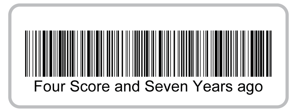 Code 128 barcode with six words