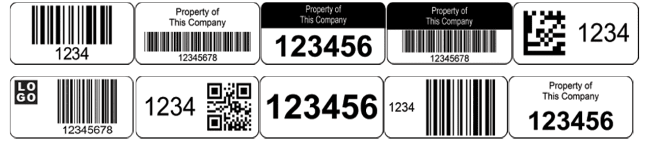 multiple different layouts for asset and property labels