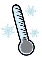 Cold thermometer and snowflakes graphic 