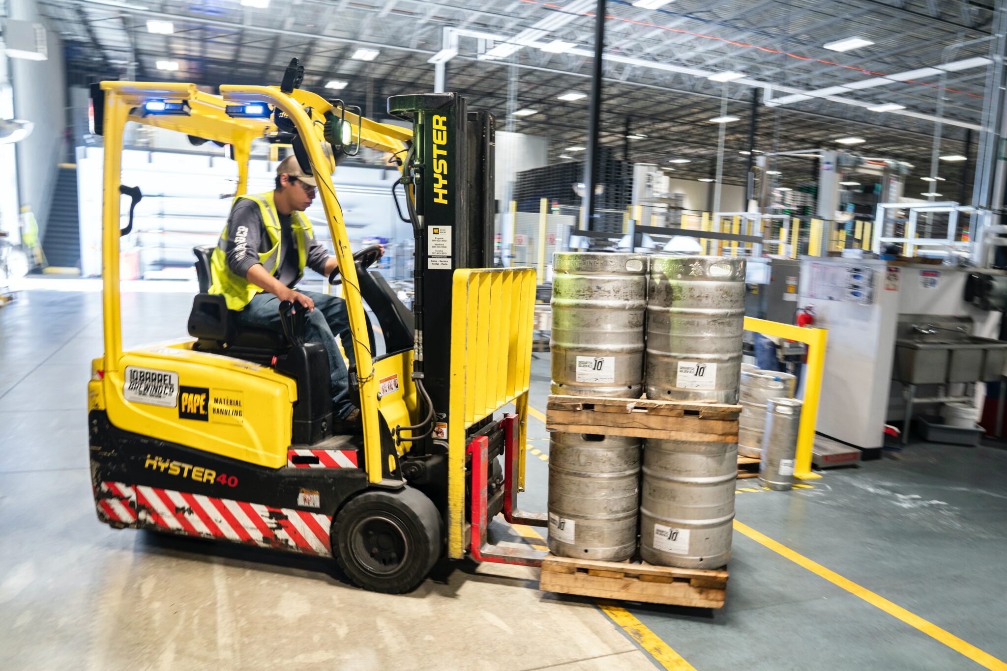 Forklift safely driven in a warehouse