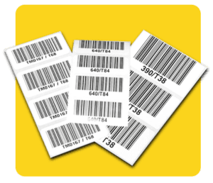 three labels with a yellow background