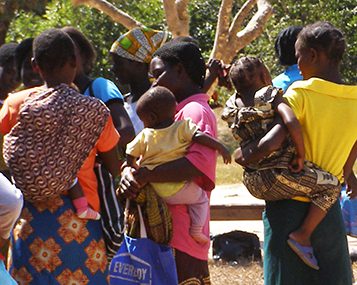 Group of mothers holding their babies in Zambia 