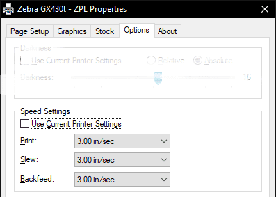 Speed Adjustment - Current Printer Settings Checkbox