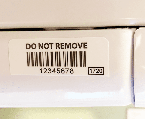 Do Not Remove barcode label on white box