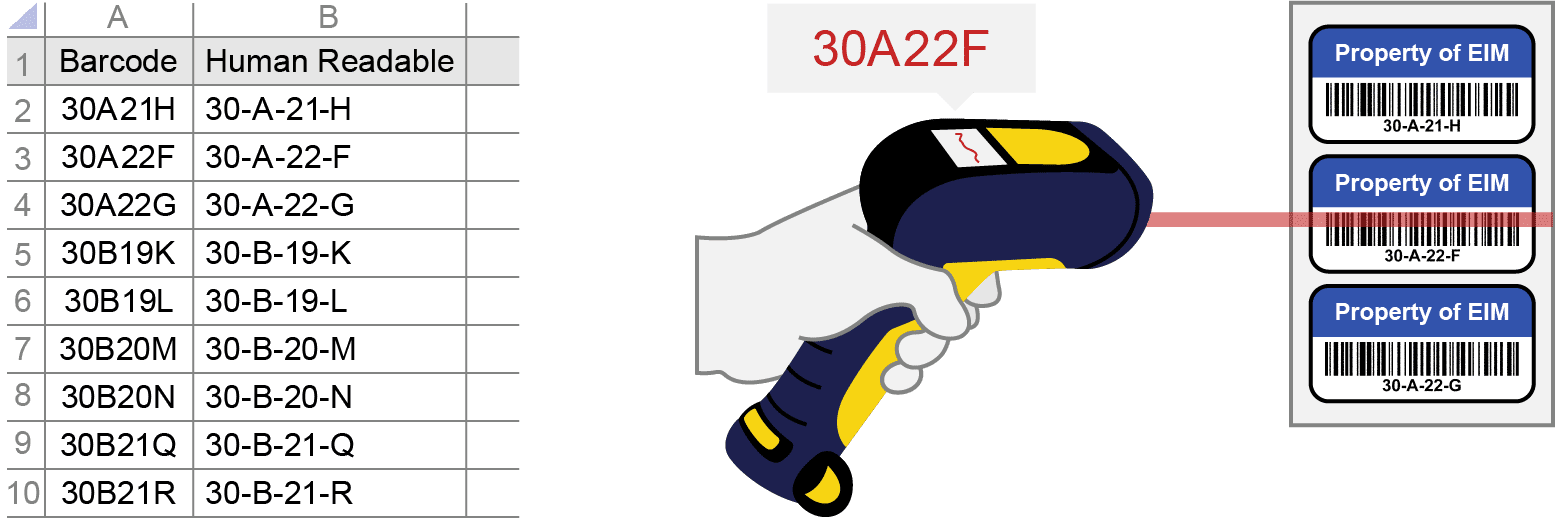 Barcode and human readable column example