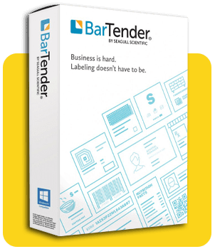 Bartender label software with yellow background