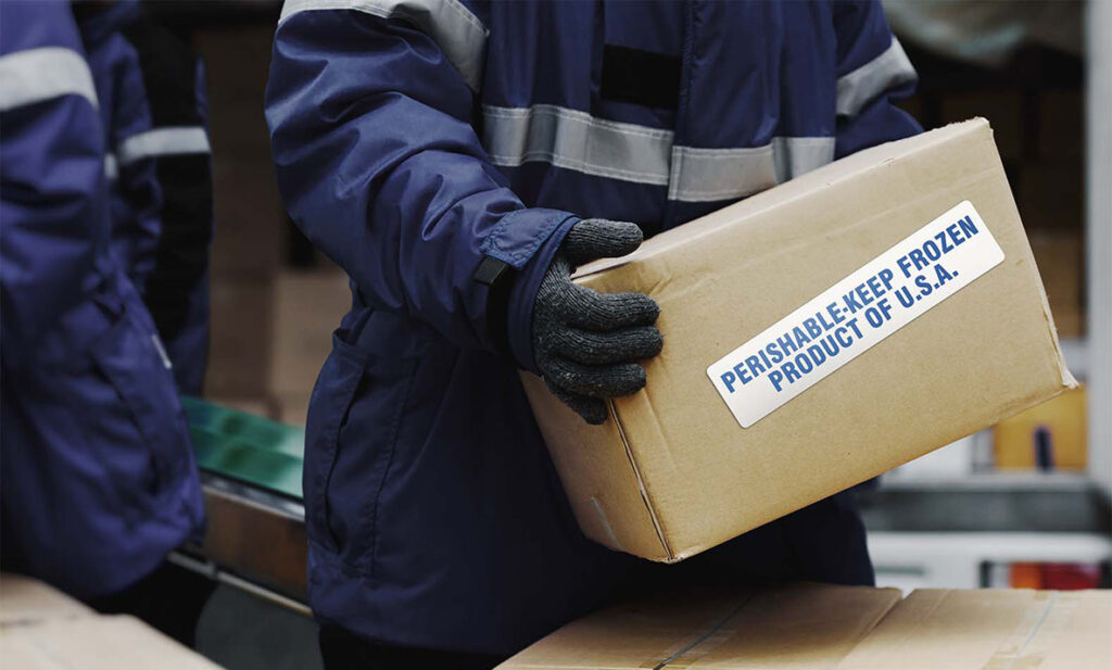 Moving cardboard boxes for cold storage