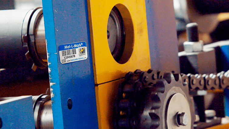 metlmark metal barcode label on machinery