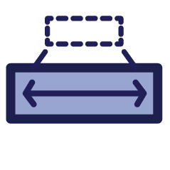 Icon of a small label next to a very large label