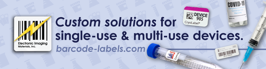 Light blue graphic banner titled: "Custom solutions for
single-use & multi-use devices."
